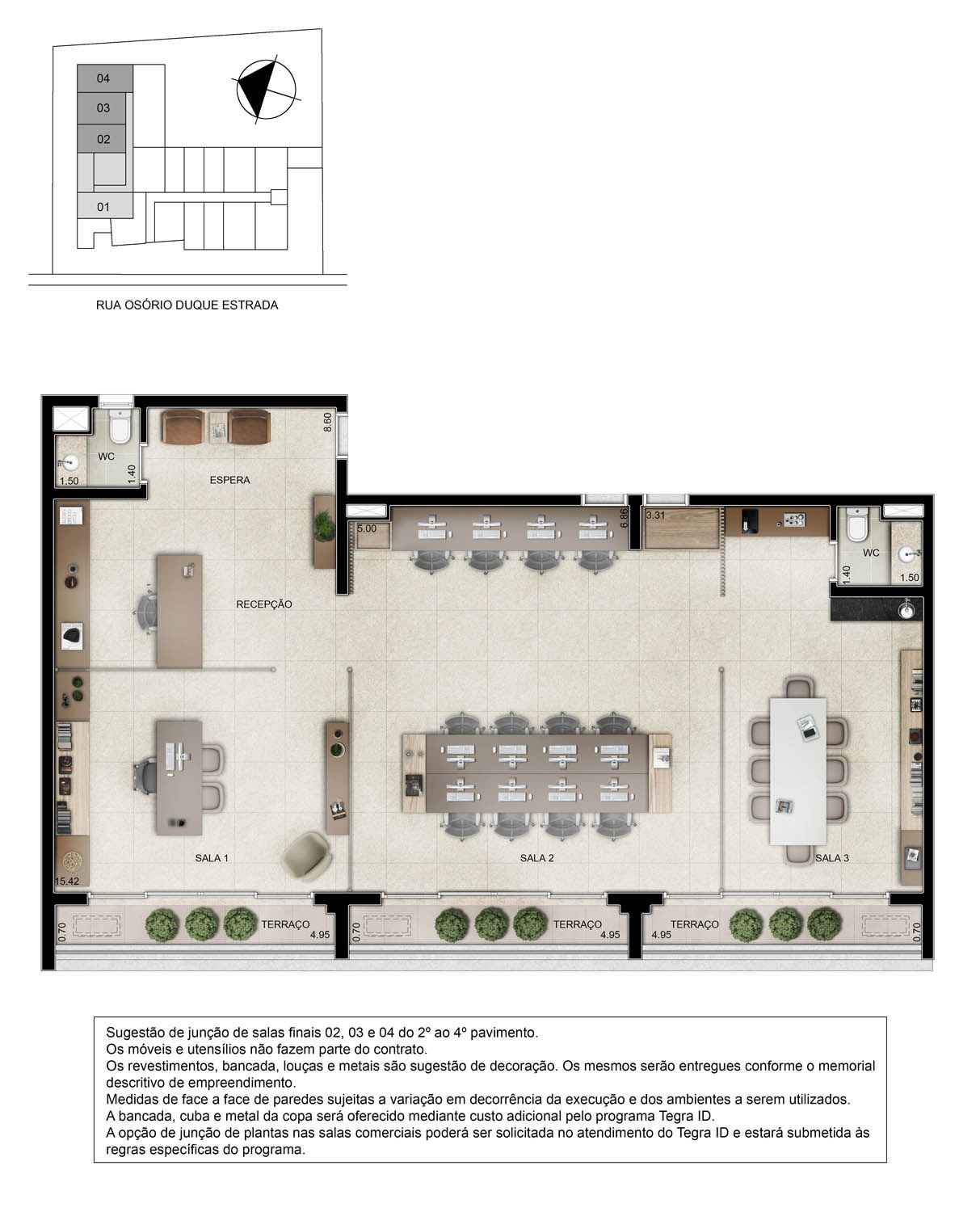 Planta do apto. de 46m² ´priv.